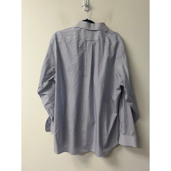 Gold Label Blue and White Stripe Long Sleeve Button Down Sz 17.5/35 - Picture 2 of 3